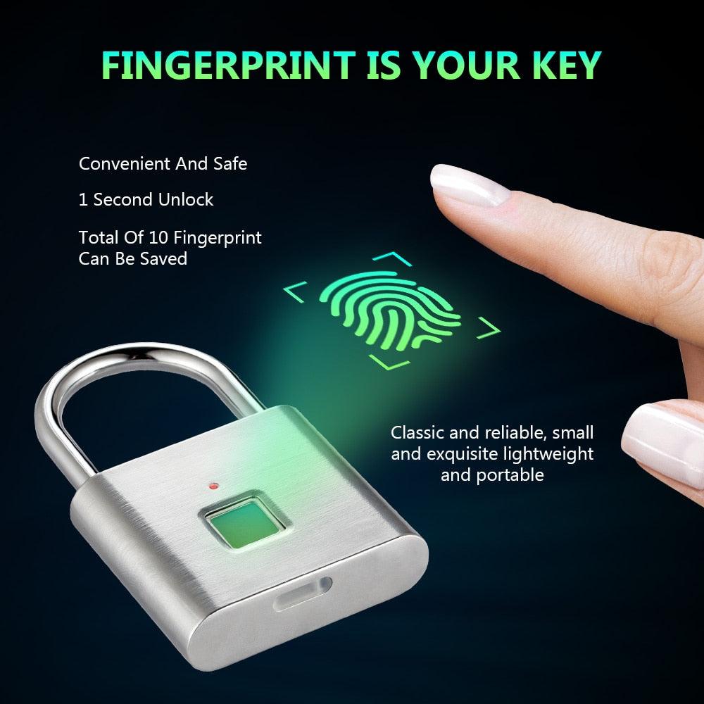 Trending Fingerprint Padlock - Intelligent Electronic USB Rechargeable Anti-Theft Security Keyless Electronic Bag Luggage (LT6)(F104)