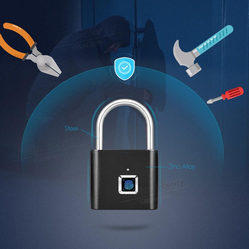 Trending Fingerprint Padlock - Intelligent Electronic USB Rechargeable Anti-Theft Security Keyless Electronic Bag Luggage (LT6)(F104)