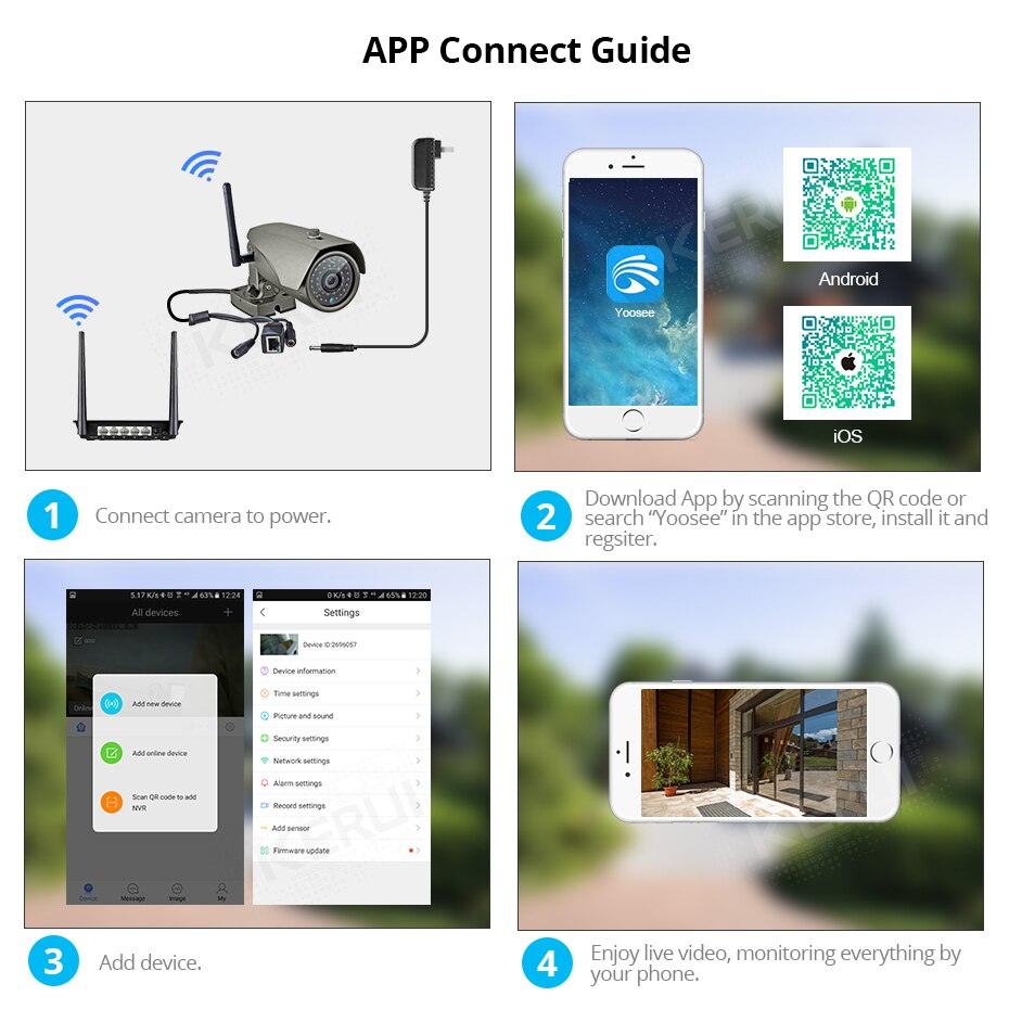 KERUI H.265 Home Security Wireless 3MP WIFI IP Camera P2P Waterproof Outdoor Full HD CCTV Onvif Surveillance Camera. (MC8)