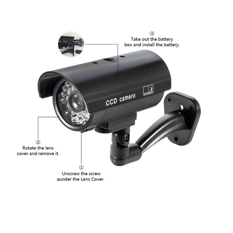 KERUI Outdoor Fake Simulation Dummy Camera CCTV Home Surveillance Security Mini Camera Flashing LED Light Fake Camera Black (MC8)