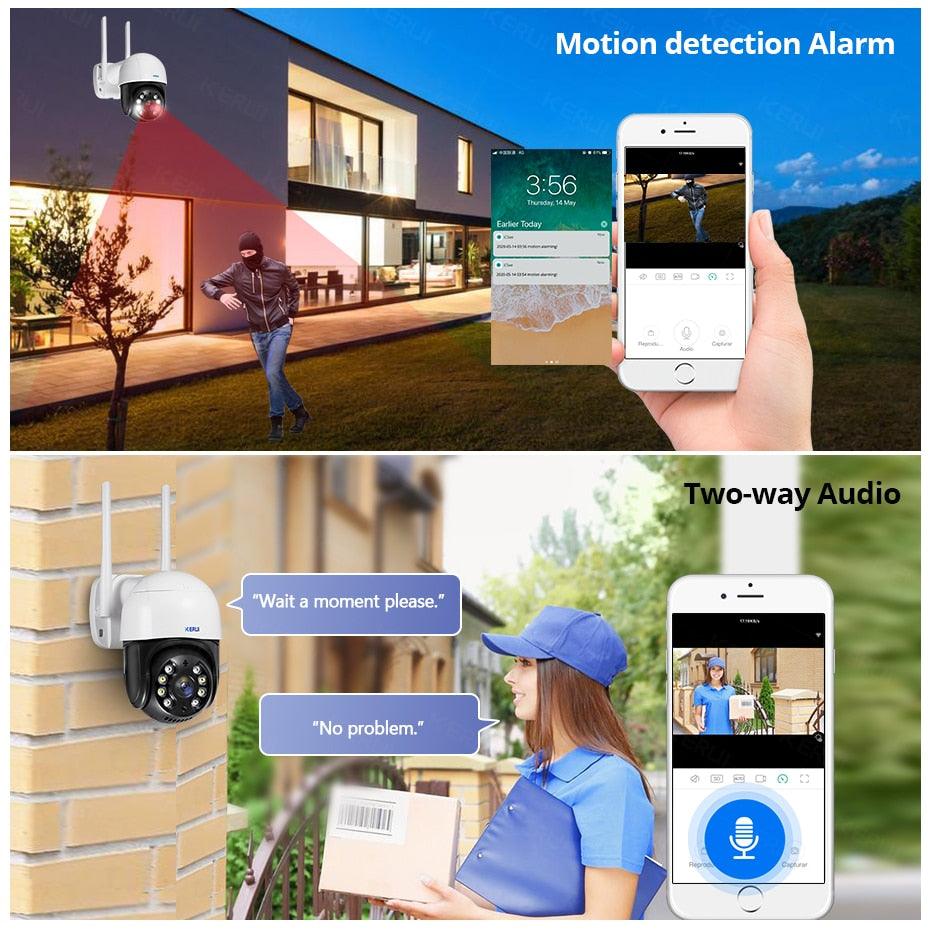 KERUI Outdoor Waterproof Wireless 3MP WiFi IP Camera Dome 4X PTZ Digital Zoom IR Camera Home Security Onvif CCTV Surveillance (MC8)