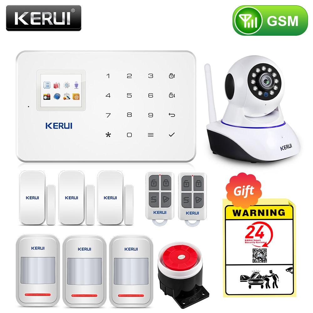 KERUI Wireless Smart Home GSM Security Alarm System Kit APP Control With Auto Dial Motion Detector Sensor Burglar Anti Theft SMS (MC8)(F54)