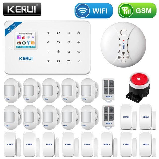 KERUI Wireless Smart Home GSM Security Alarm System Kit APP Control With Auto Dial Motion Detector Sensor Burglar Anti Theft SMS (MC8)(F54)