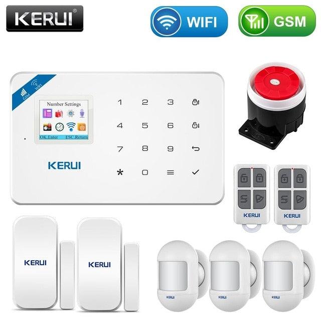 KERUI Wireless Smart Home GSM Security Alarm System Kit APP Control With Auto Dial Motion Detector Sensor Burglar Anti Theft SMS (MC8)(F54)