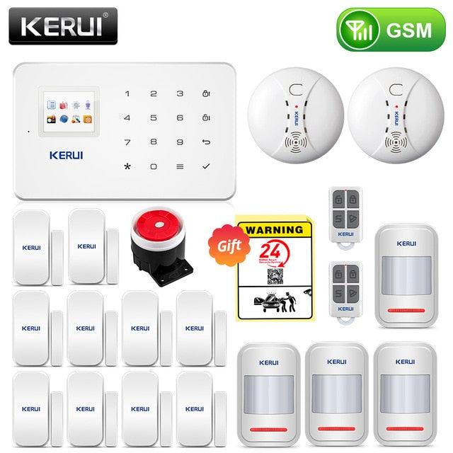 KERUI Wireless Smart Home GSM Security Alarm System Kit APP Control With Auto Dial Motion Detector Sensor Burglar Anti Theft SMS (MC8)(F54)