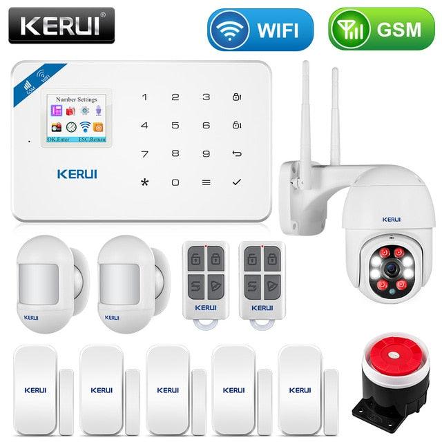 KERUI Wireless Smart Home GSM Security Alarm System Kit APP Control With Auto Dial Motion Detector Sensor Burglar Anti Theft SMS (MC8)(F54)