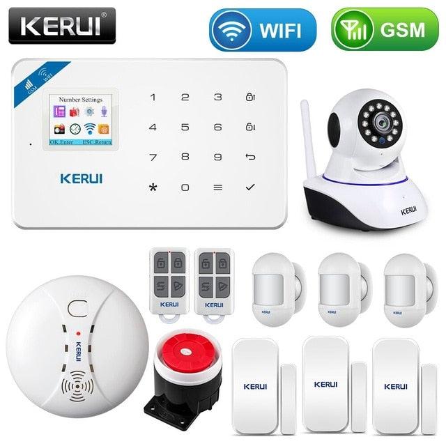 KERUI Wireless Smart Home GSM Security Alarm System Kit APP Control With Auto Dial Motion Detector Sensor Burglar Anti Theft SMS (MC8)(F54)