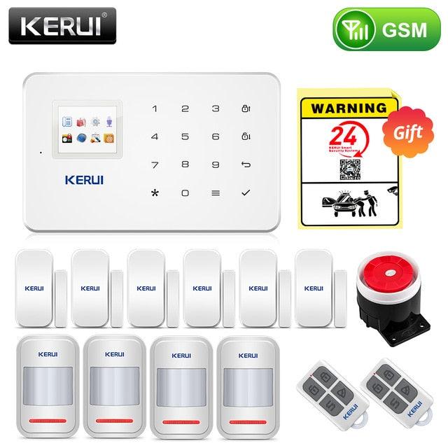KERUI Wireless Smart Home GSM Security Alarm System Kit APP Control With Auto Dial Motion Detector Sensor Burglar Anti Theft SMS (MC8)(F54)