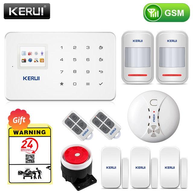 KERUI Wireless Smart Home GSM Security Alarm System Kit APP Control With Auto Dial Motion Detector Sensor Burglar Anti Theft SMS (MC8)(F54)