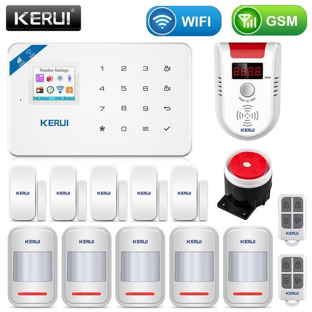 KERUI Wireless Smart Home GSM Security Alarm System Kit APP Control With Auto Dial Motion Detector Sensor Burglar Anti Theft SMS (MC8)(F54)