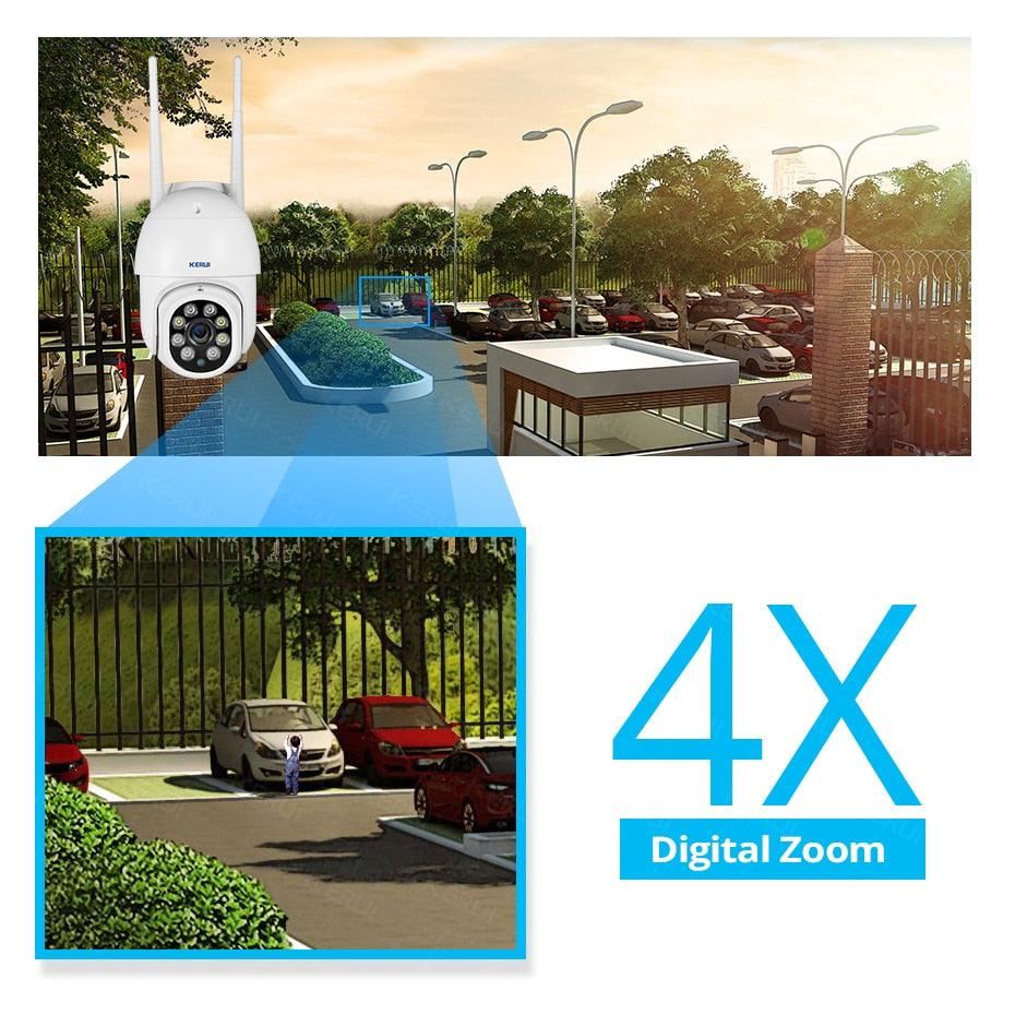 KERUI Yoosee 1080P PTZ Wifi IP Camera Outdoor 4X Digital Zoom AI Detect Wireless Camera H.265 P2P ONVIF 2MP Security CCTV Camera (D52)(MC8)