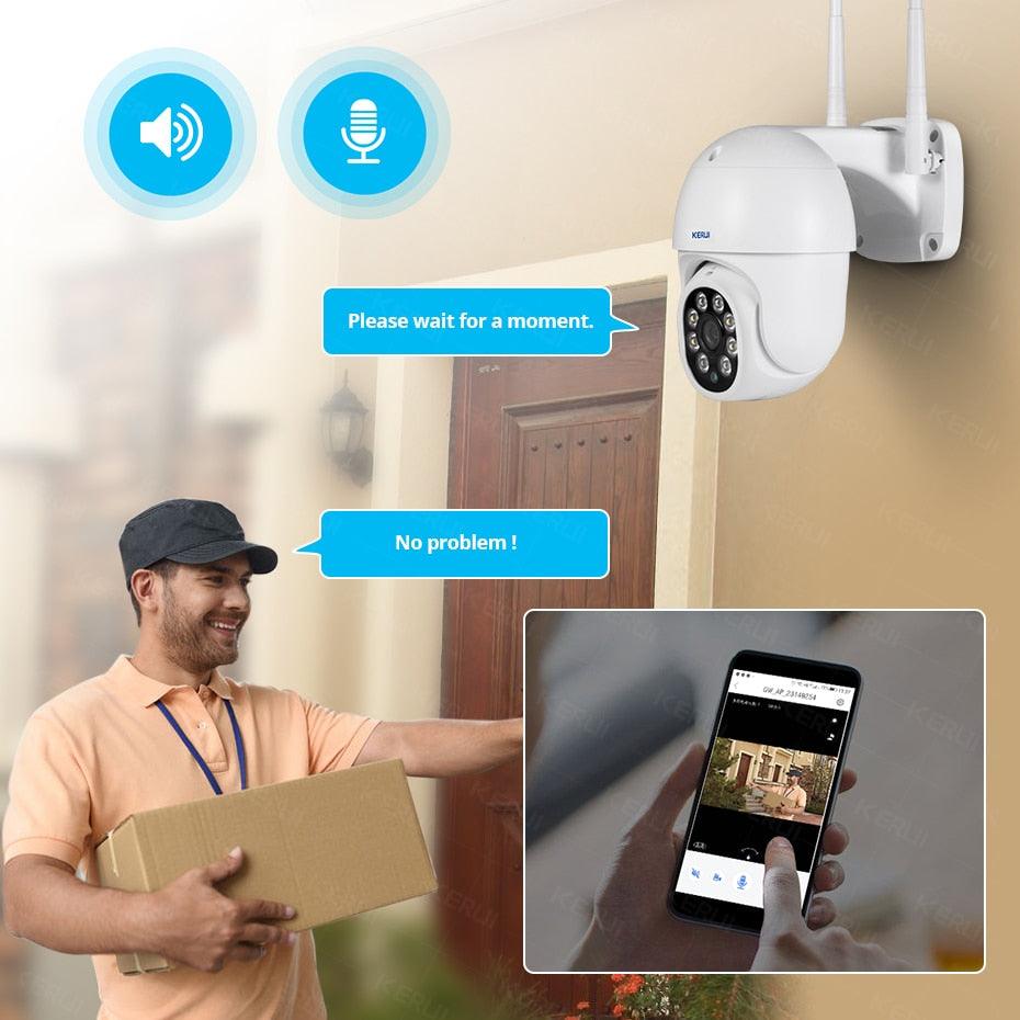KERUI Yoosee 1080P PTZ Wifi IP Camera Outdoor 4X Digital Zoom AI Detect Wireless Camera H.265 P2P ONVIF 2MP Security CCTV Camera (D52)(MC8)