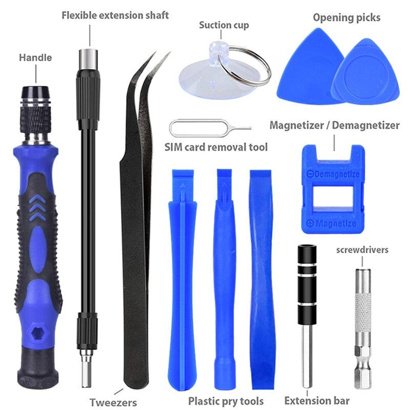 Useful Repair Tools Kit Screwdriver Set - Precision 115 In 1 Magnetic Torx Hex Bit Screw Driver Bits Insulated Multitools (7WH1)(F89)