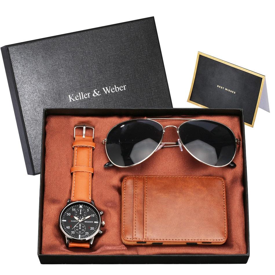 Men Watch Sets - Magic Card Pack Fashion Sunglasses Birthday Thanksgiving Gift (1MA1)(F84)
