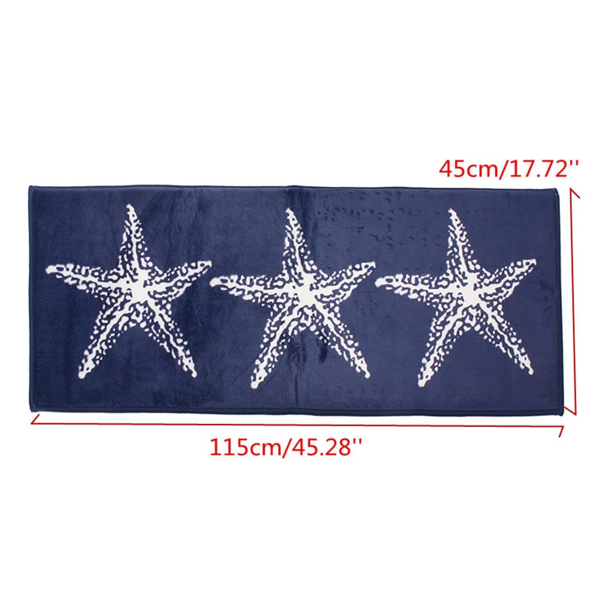 Kitchen-Floor-Rug-Bathroom-Carpet-Blue Starfish-Pattern-Door-Mat-45-x18-Anti-slip-Soft-Flannel-Door-Mat (RU4)(1U68)(F68)
