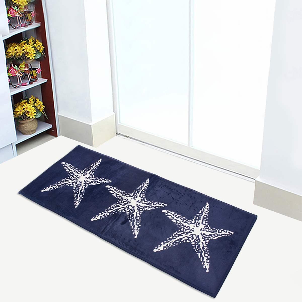 Kitchen-Floor-Rug-Bathroom-Carpet-Blue Starfish-Pattern-Door-Mat-45-x18-Anti-slip-Soft-Flannel-Door-Mat (RU4)(1U68)(F68)