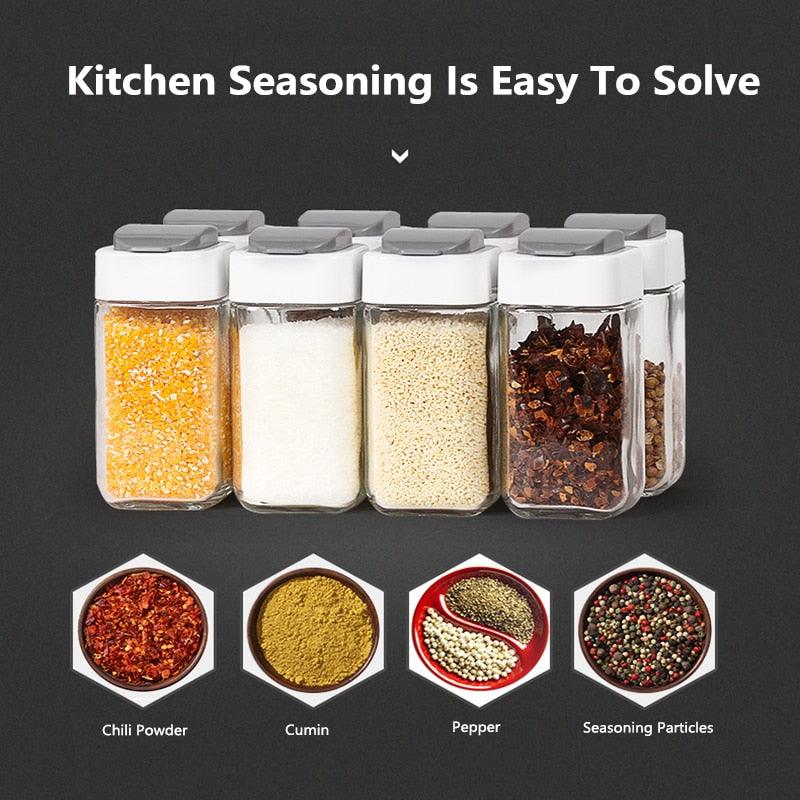 Kitchen Jars For Spices - Rotating Glass Cruet Seasoning Jar Set (AK8)