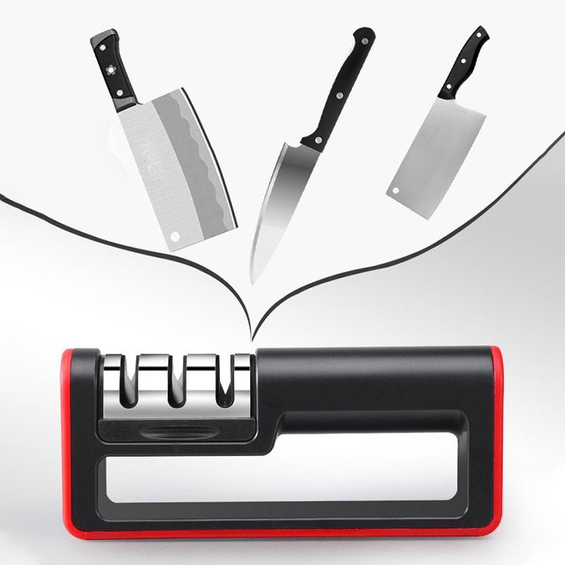 Knife Sharpener - Professional Diamond 3 in 1 Stages Knife Stainless Steel Kitchen Tools Sharpening (D61)(AK5)