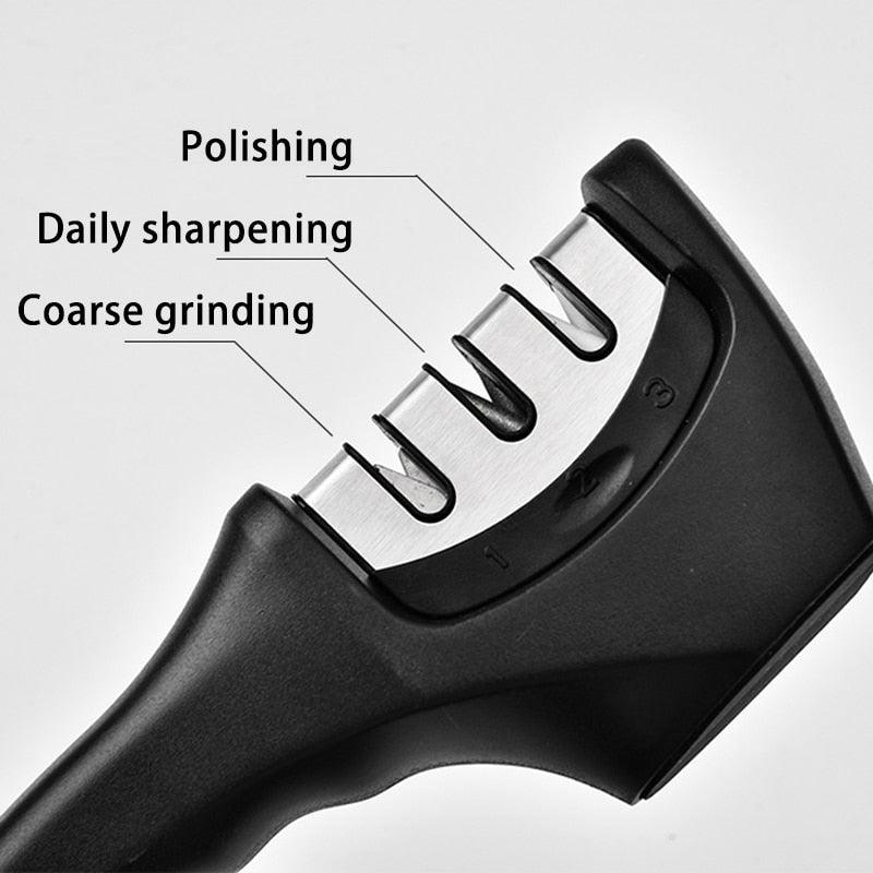 Knife Sharpener Removable - 3 Stages Stainless Steel Professional High Quality Kitchen Sharpening (AK5)