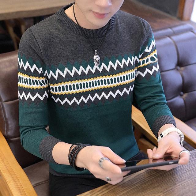 Cool Sweaters And Pullovers - Men Long Sleeve Knitted Sweater - High Quality Winter Pullovers (TM6)(CC3)