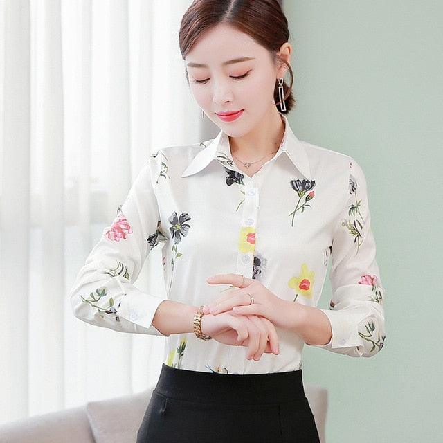Fashion Women Shirts - Chiffon Women Blouses - Elegant Office Lady Print Shirt - Plus Size (D19)(TB4)