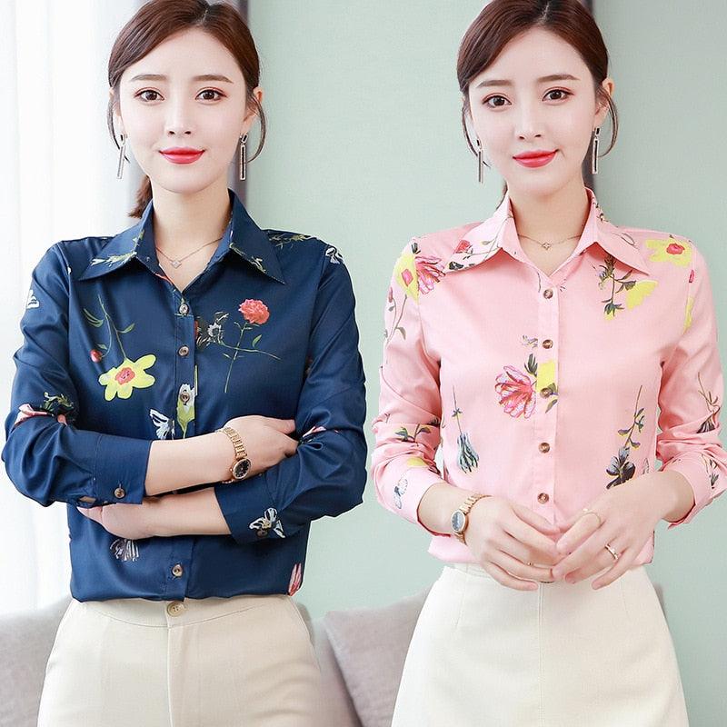 Fashion Women Shirts - Chiffon Women Blouses - Elegant Office Lady Print Shirt - Plus Size (D19)(TB4)