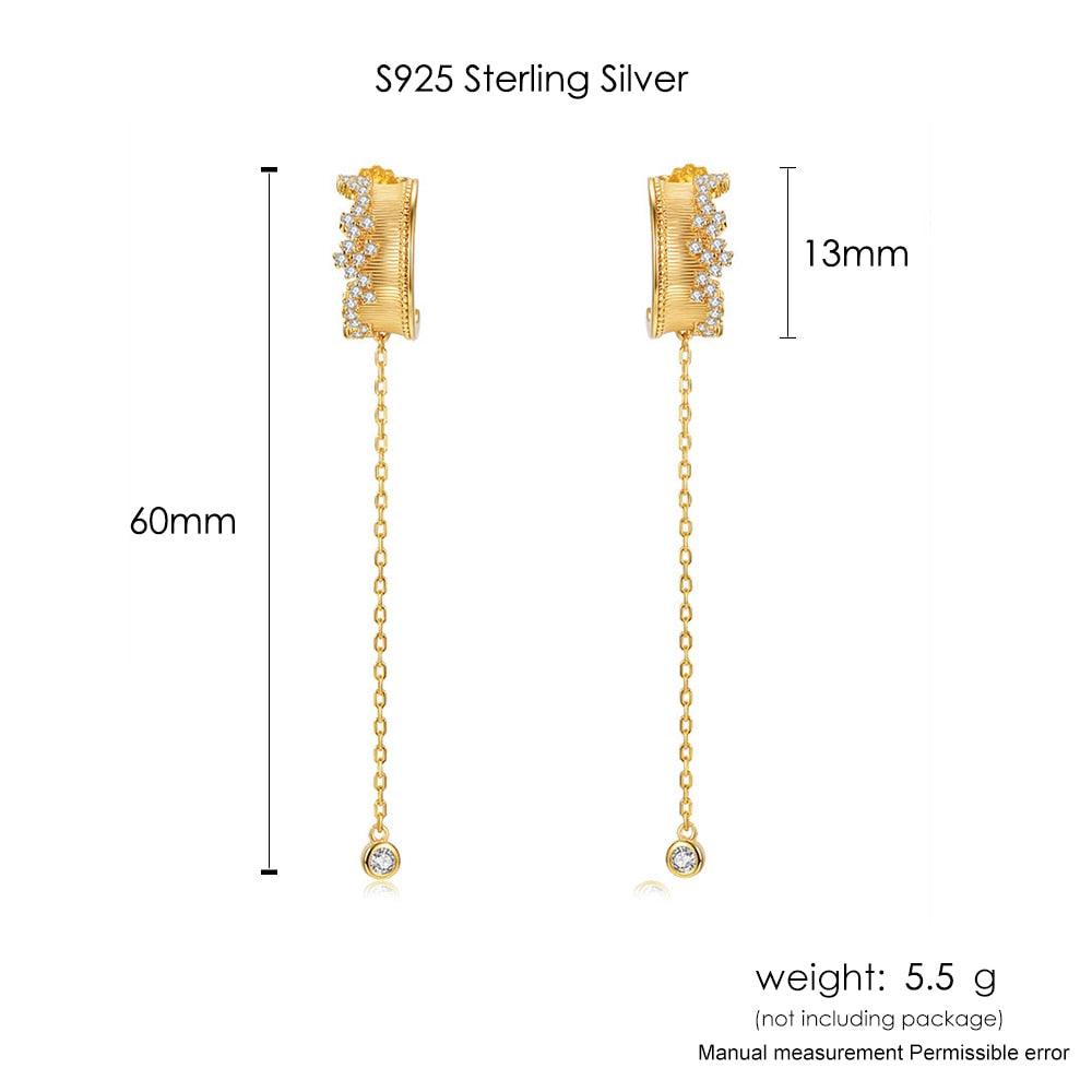 Trending 925 Sterling Silver Stars Drop Earrings - Women Vintage Ear Line Jewelry (2JW2)