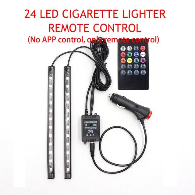 Trending Great LED Car Foot Light - Ambient Lamp With USB Wireless Remote Music Control - Automotive Interior Decorative Lights (D89)(7WH1)