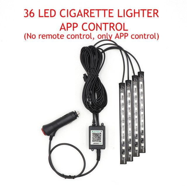 Trending Great LED Car Foot Light - Ambient Lamp With USB Wireless Remote Music Control - Automotive Interior Decorative Lights (D89)(7WH1)