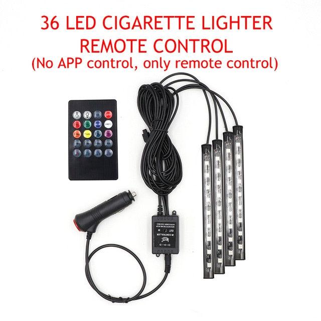 Trending Great LED Car Foot Light - Ambient Lamp With USB Wireless Remote Music Control - Automotive Interior Decorative Lights (D89)(7WH1)