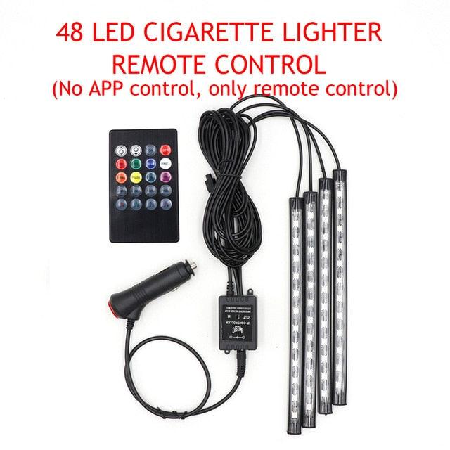 Trending Great LED Car Foot Light - Ambient Lamp With USB Wireless Remote Music Control - Automotive Interior Decorative Lights (D89)(7WH1)