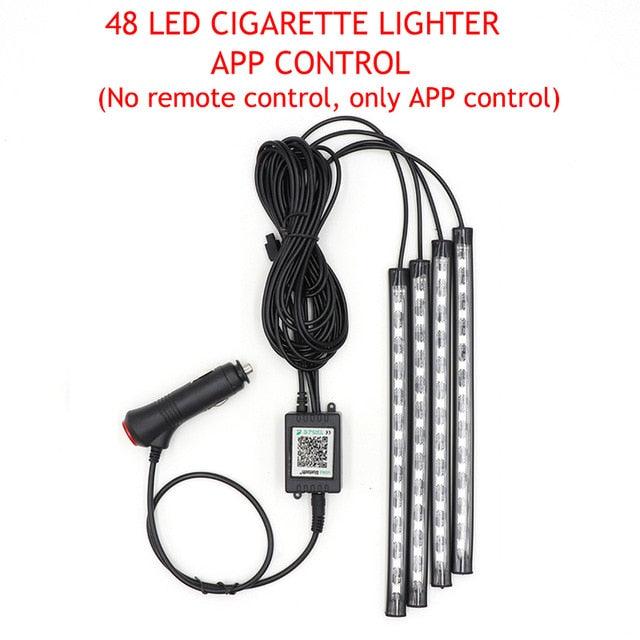 Trending Great LED Car Foot Light - Ambient Lamp With USB Wireless Remote Music Control - Automotive Interior Decorative Lights (D89)(7WH1)