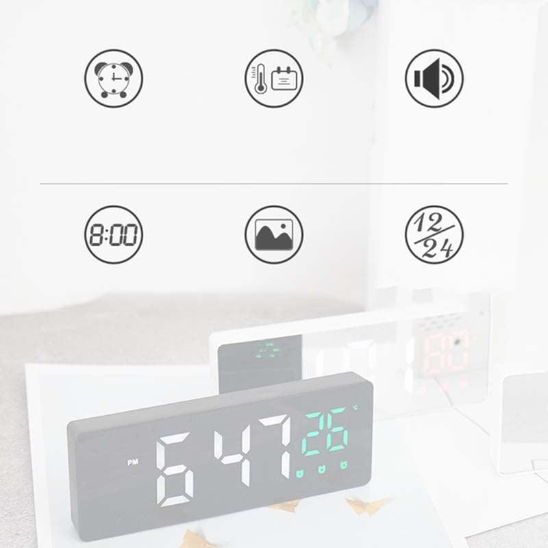 LED Digital Alarm Clock - Radio Projection With Temperature And Humidity Mirror Display (HA4)(1U57)