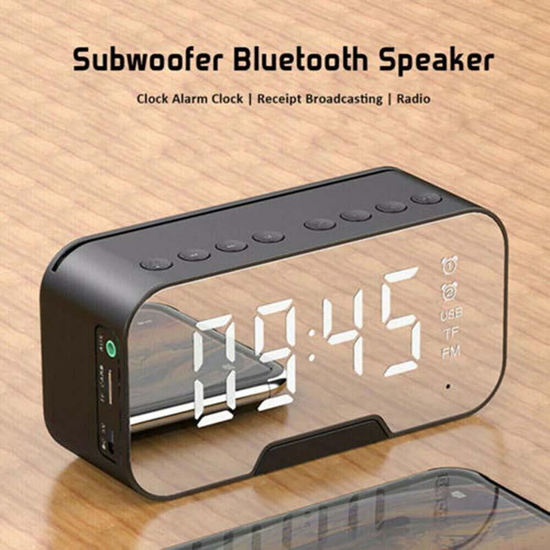 LED Mirror Alarm Clock - Digital Table Clock Desk Clock - Temperature Calendar Function with USB Home Decoration Clock (HA4)(1U57)