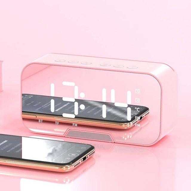 LED Mirror Alarm Clock - Digital Table Clock Desk Clock - Temperature Calendar Function with USB Home Decoration Clock (HA4)(1U57)
