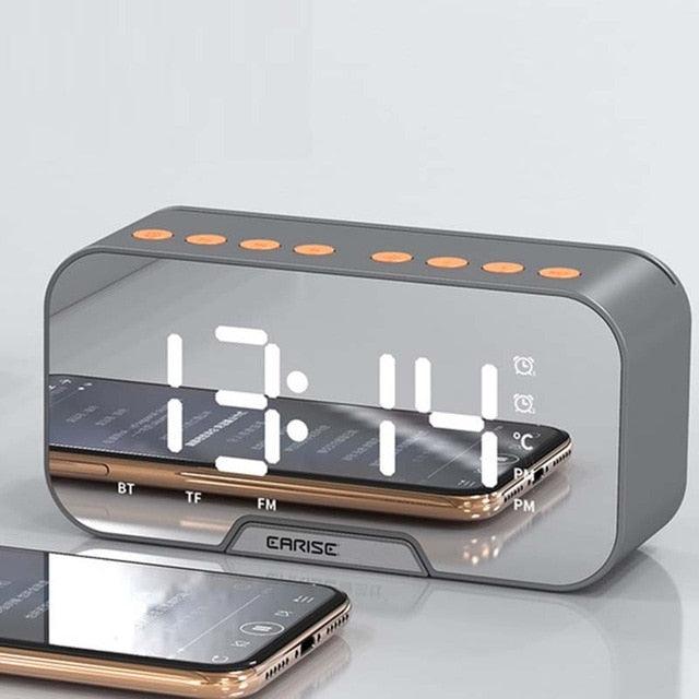 LED Mirror Alarm Clock - Digital Table Clock Desk Clock - Temperature Calendar Function with USB Home Decoration Clock (HA4)(1U57)