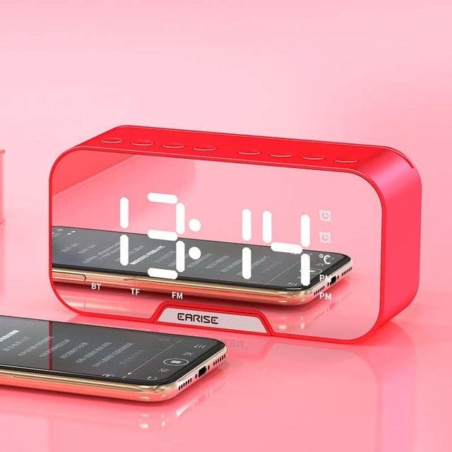 LED Mirror Alarm Clock - Digital Table Clock Desk Clock - Temperature Calendar Function with USB Home Decoration Clock (HA4)(1U57)