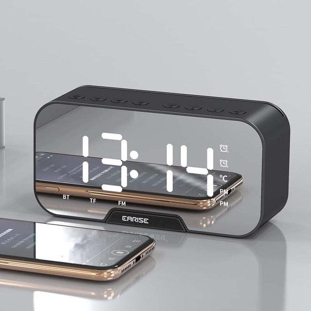 LED Mirror Alarm Clock - Digital Table Clock Desk Clock - Temperature Calendar Function with USB Home Decoration Clock (HA4)(1U57)