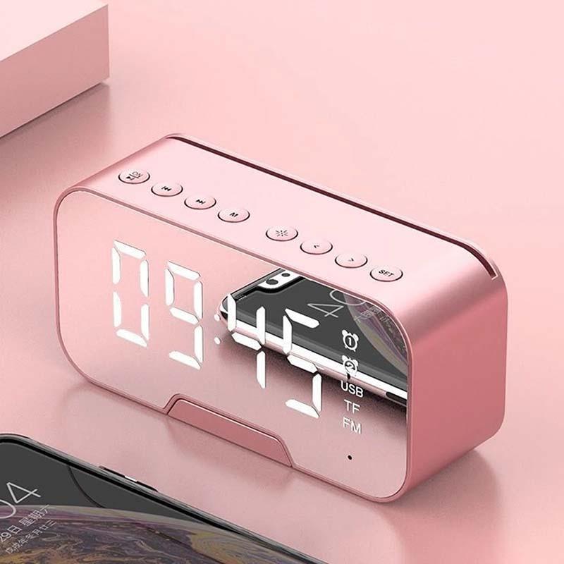 LED Mirror Alarm Clock - Digital Table Clock Desk Clock - Temperature Calendar Function with USB Home Decoration Clock (HA4)(1U57)