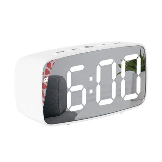 LED Mirror Alarm Clock Digital Voice Control Snooze Time Temperature Display Night Mode (D57)(HA4)(1U57)