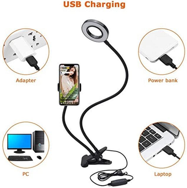 Great LED Ring of Right Light Selfie Lamp for Youtube Cloth Makeup Photographic Lighting Phone Holder (RS)(1U50)