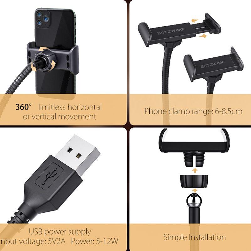 Great LED Ring of Right Light Selfie Lamp for Youtube Cloth Makeup Photographic Lighting Phone Holder (RS)(1U50)