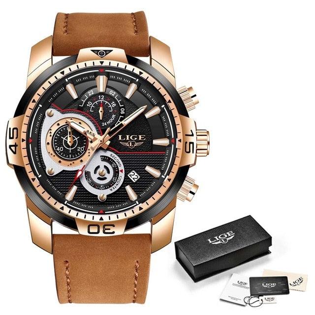 Great Men's Watches - Luxury Casual Leather Quartz Clock Male Sport Waterproof Watch - Gift (D84)(2MA1)
