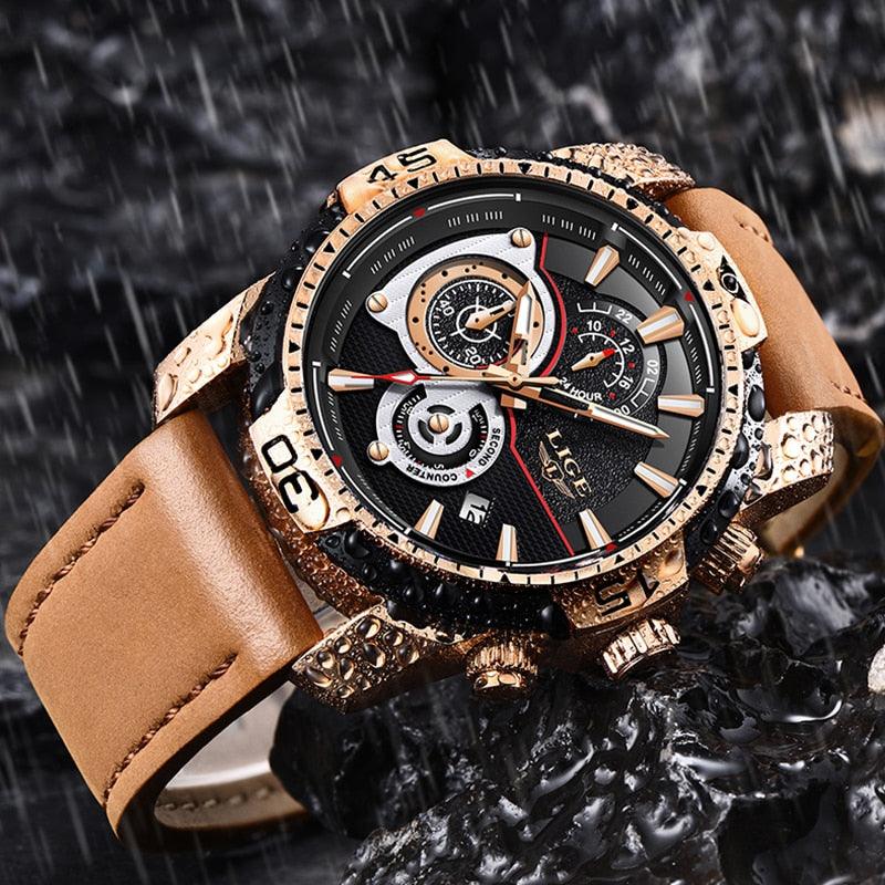 Great Men's Watches - Luxury Casual Leather Quartz Clock Male Sport Waterproof Watch - Gift (D84)(2MA1)