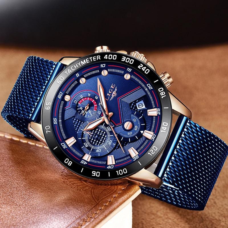 Men's Watches - Luxury Quartz Gold Watch - Men Casual Mesh Belt Military Waterproof Sport Wrist Watch (D84)(MA9)