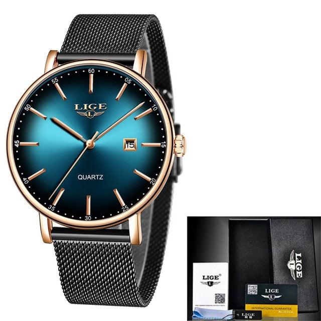 Men's Watches - Luxury Quartz Gold Watch - Men Casual Mesh Belt Military Waterproof Sport Wrist Watch (D84)(MA9)