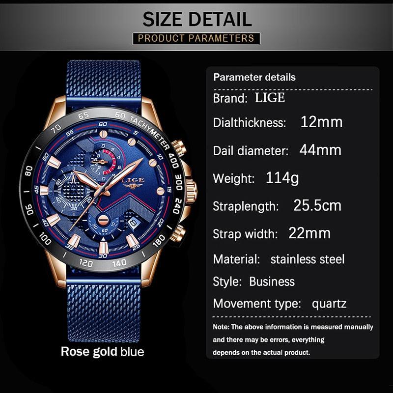 Men's Watches - Luxury Quartz Gold Watch - Men Casual Mesh Belt Military Waterproof Sport Wrist Watch (D84)(MA9)