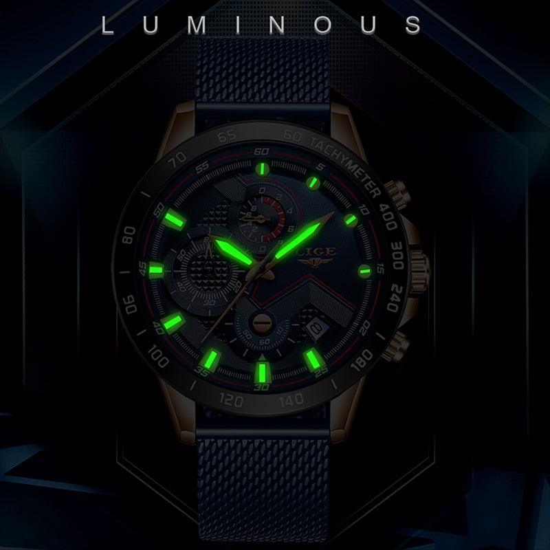 Men's Watches - Luxury Quartz Gold Watch - Men Casual Mesh Belt Military Waterproof Sport Wrist Watch (D84)(MA9)