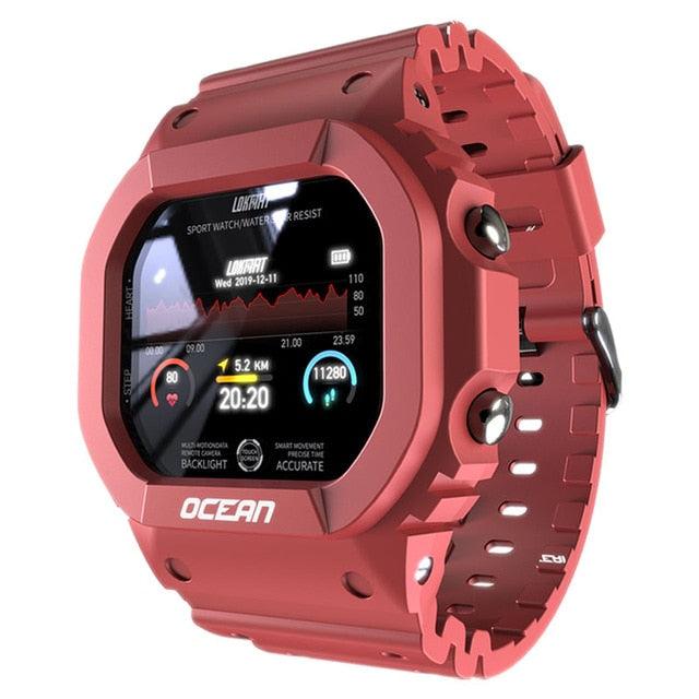 Ocean Smart Watch - Men Fitness Tracker Blood Pressure Message Push Heart Rate Monitor Clock (D84)(RW)