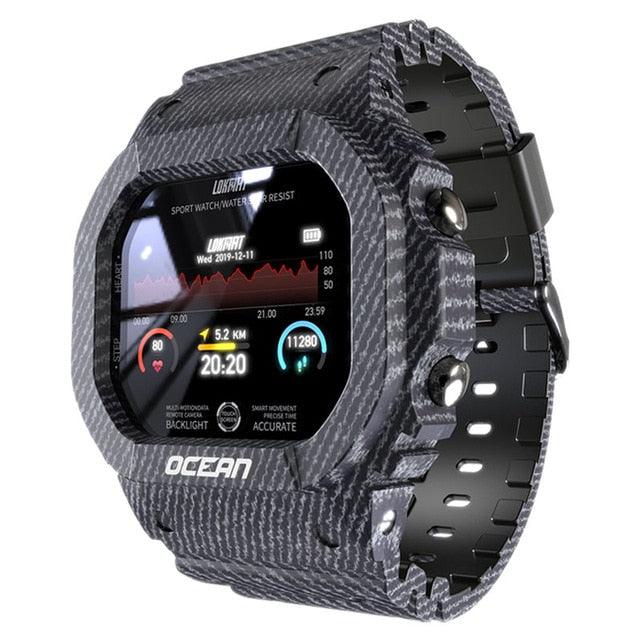 Ocean Smart Watch - Men Fitness Tracker Blood Pressure Message Push Heart Rate Monitor Clock (D84)(RW)